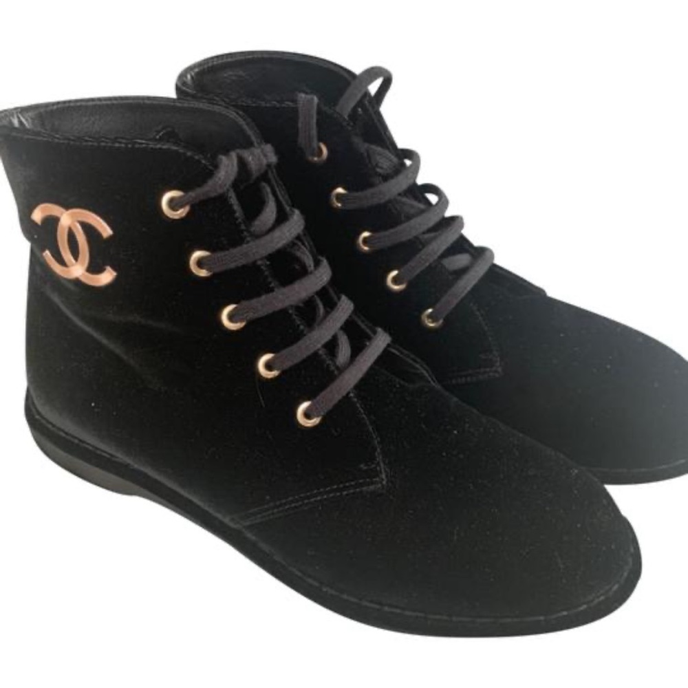 Chanel Velvet Boots